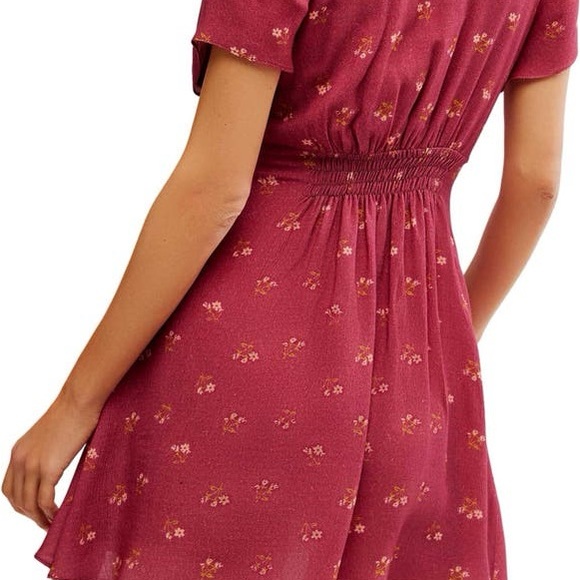 New! Free People Maroon Floral Dress ($128 retail) size large NWT - Picture 5 of 7